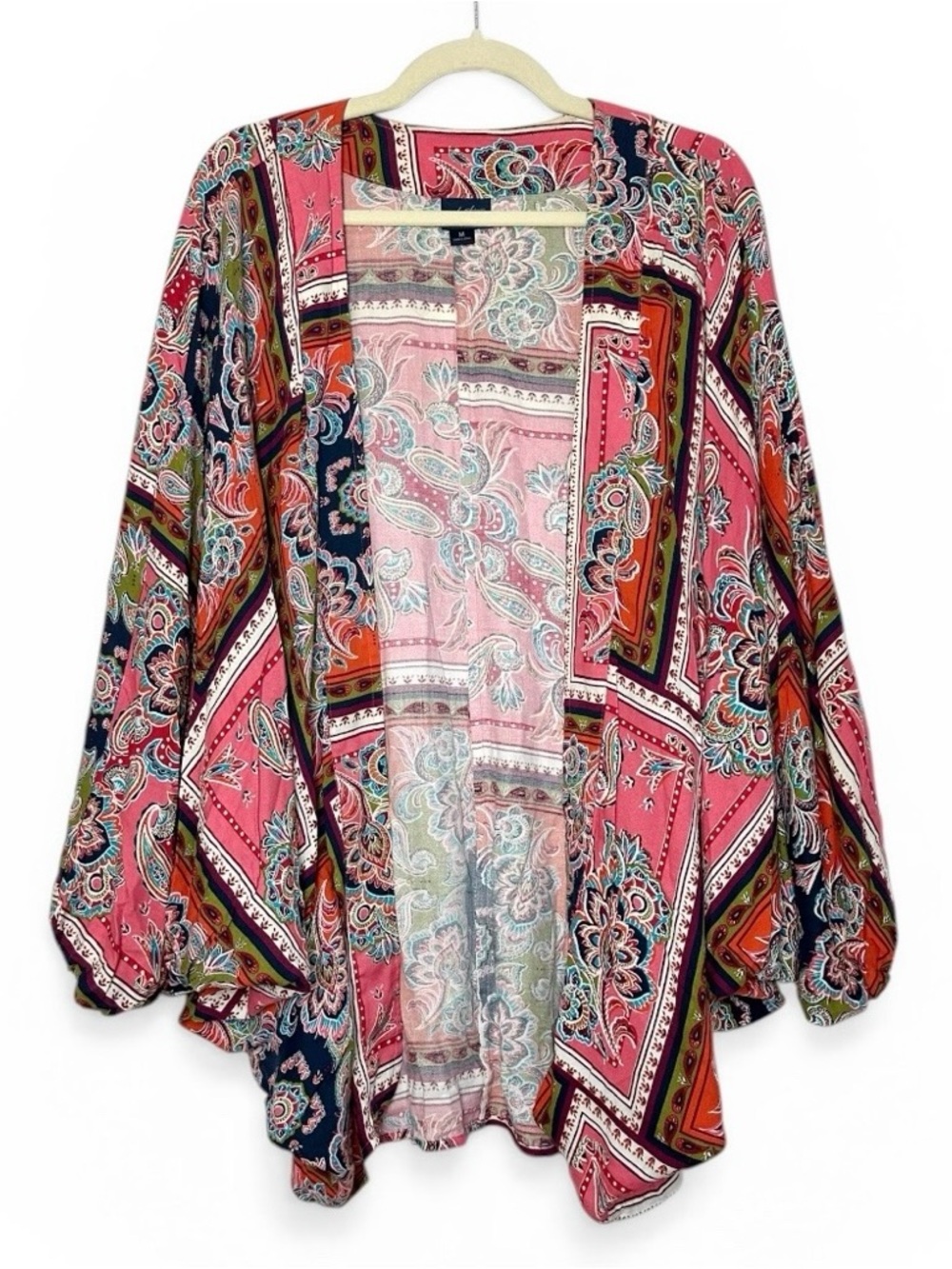 Daytrip boho patchwork slouchy oversized kimono | Size M  | pink